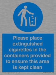 Please place extinguished cigarettes in the containers provided to ensure this area is kept clean